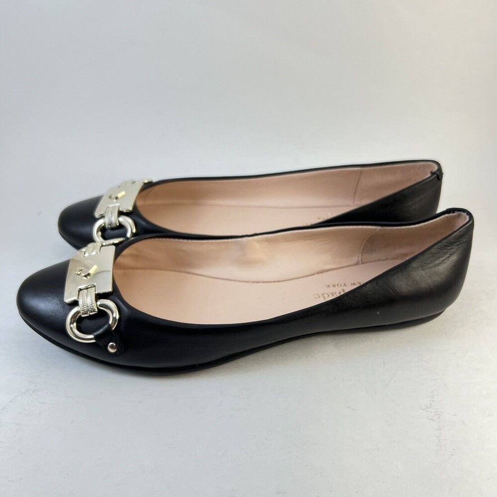 Kate Spade New York Black Leather Payton Flats Size 7.5